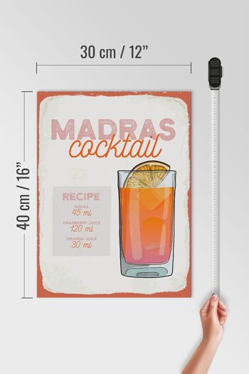Panneau en bois Recette Madras Cocktail Recette Vodka 30x40cm 4