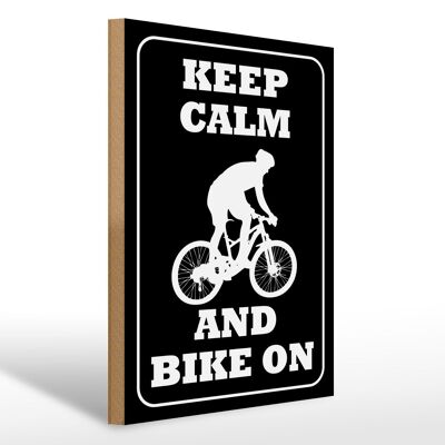 Letrero de madera que dice 30x40cm Keep Calm and Bike on