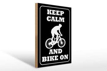 Panneau en bois disant 30x40cm Keep Calm and Bike on 1