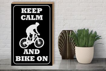 Panneau en bois disant 30x40cm Keep Calm and Bike on 3