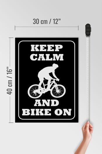 Panneau en bois disant 30x40cm Keep Calm and Bike on 4