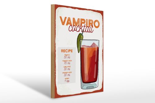 Holzschild Rezept Vampiro Cocktail Recipe Tequila 30x40cm