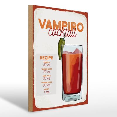 Holzschild Rezept Vampiro Cocktail Recipe Tequila 30x40cm