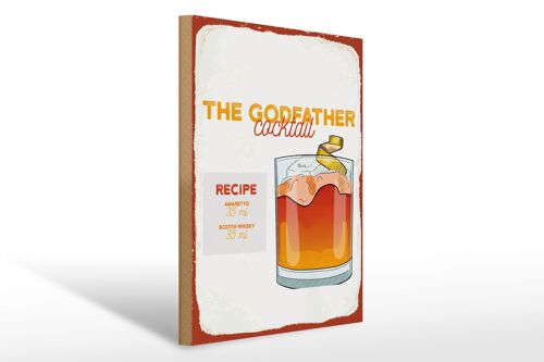 Holzschild Rezept The Godfather Cocktail Recipe 30x40cm