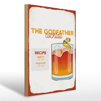 Holzschild Rezept The Godfather Cocktail Recipe 30x40cm