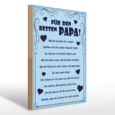 Cartel de madera que dice 30x40cm Para el mejor papá.