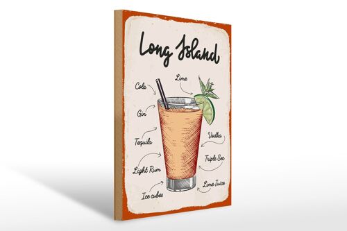 Holzschild Rezept Long Island Cocktail Recipe 30x40cm