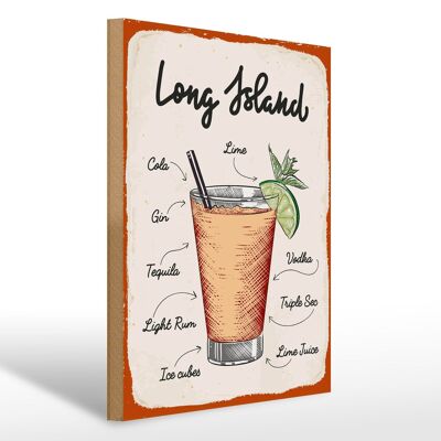 Panneau en bois Recette Long Island Cocktail Recipe 30x40cm