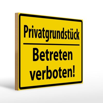 Holzschild Warnschild 40x30cm Privat Betreten verboten