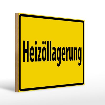 Letrero de madera señal de advertencia 40x30cm almacenamiento de gasóleo amarillo