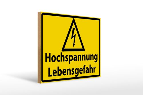 Holzschild Warnschild 40x30cm Hochspannung Lebensgefahr