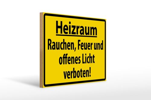 Holzschild Warnschild 40x30cm Heizraum Rauchen verboten