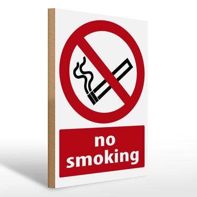 Panneau d'avertissement en bois 30x40cm Interdiction de fumer