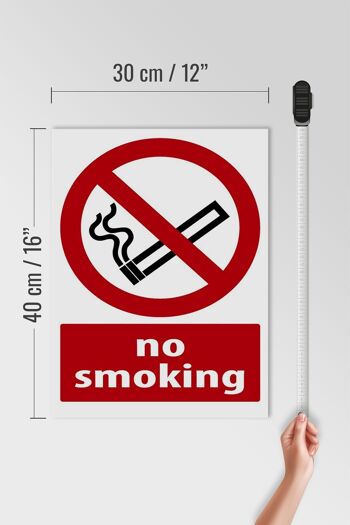 Panneau d'avertissement en bois 30x40cm Interdiction de fumer 4