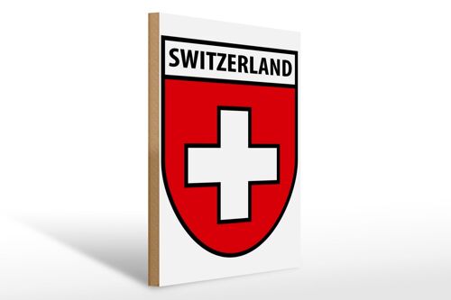 Holzschild Flagge 30x40cm Switzerland Schweiz Wappen