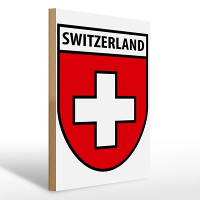 Holzschild Flagge 30x40cm Switzerland Schweiz Wappen