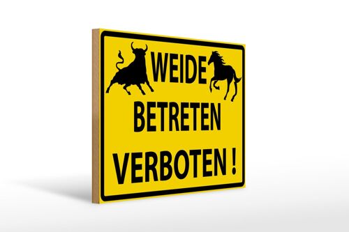 Holzschild Warnschild 40x30cm Weide Betreten verboten