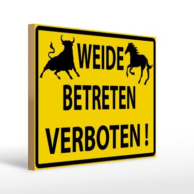 Holzschild Warnschild 40x30cm Weide Betreten verboten