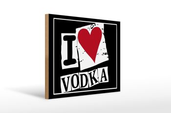 Panneau en bois 40x30cm J'aime la Vodka (coeur) 1
