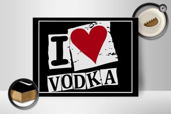 Panneau en bois 40x30cm J'aime la Vodka (coeur) 2