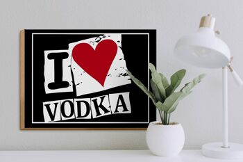 Panneau en bois 40x30cm J'aime la Vodka (coeur) 3