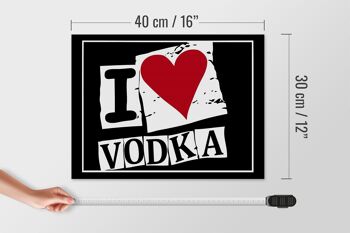 Panneau en bois 40x30cm J'aime la Vodka (coeur) 4