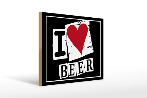 Holzschild 40x30cm I Love Beer (Herz)