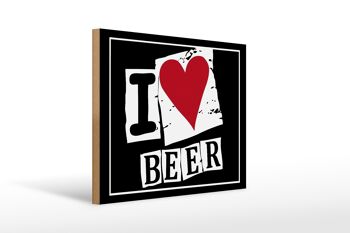 Panneau en bois 40x30cm I Love Beer (coeur) 1