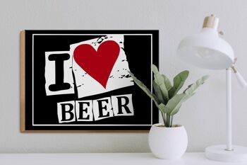 Panneau en bois 40x30cm I Love Beer (coeur) 3