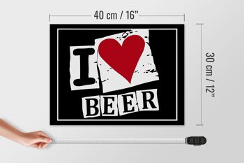 Panneau en bois 40x30cm I Love Beer (coeur) 4