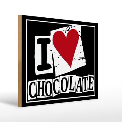 Cartel de madera que dice I Love Chocolate (corazón) 40x30cm