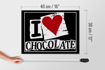 Panneau en bois disant 40x30cm I Love Chocolate (coeur) 4