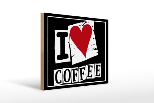 Holzschild Kaffee 40x30cm I love Coffee (Herz)