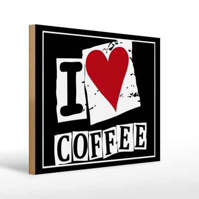 Holzschild Kaffee 40x30cm I love Coffee (Herz)