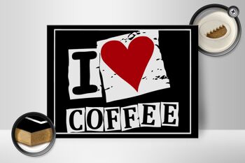 Panneau en bois café 40x30cm I love Coffee (coeur) 2