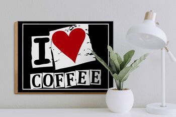Panneau en bois café 40x30cm I love Coffee (coeur) 3