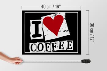 Panneau en bois café 40x30cm I love Coffee (coeur) 4