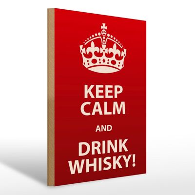 Cartel de madera 30x40cm Keep Calm & Drink Whiskey