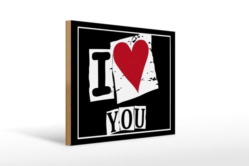 Holzschild Spruch 40x30cm I Love You (Herz)