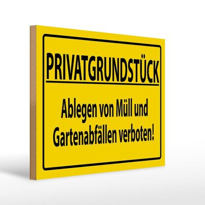 Holzschild 40x30cm PRIVATGRUNDSTÜCK abl. von Müll verboten