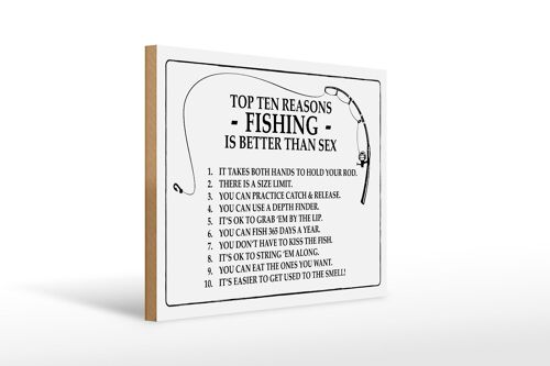 Holzschild Angeln 40x30cm Top 10 reasons Fishing is better