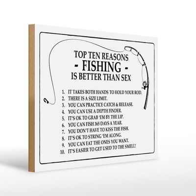 Holzschild Angeln 40x30cm Top 10 reasons Fishing is better