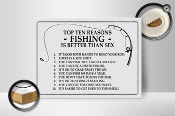 Panneau en bois pêche 40x30cm Top 10 raisons de pêcher c'est mieux 2