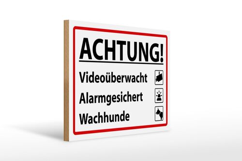 Holzschild Hinweis 40x30cm Achtung Videoüberwacht Alarm