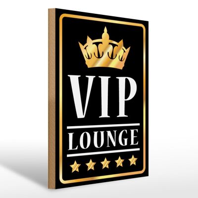 Letrero de madera aviso 30x40cm VIP Lounge Bar (b/n/g)