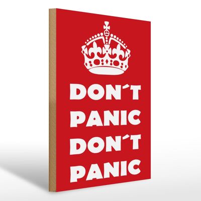 Cartel de madera que dice 30x40cm Don't Panic don't pánico