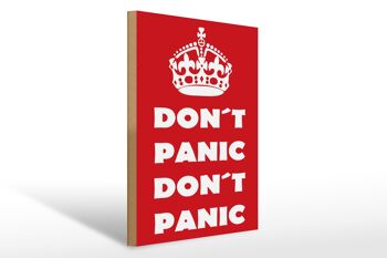 Panneau en bois disant 30x40cm Don't Panic, pas de panique 1