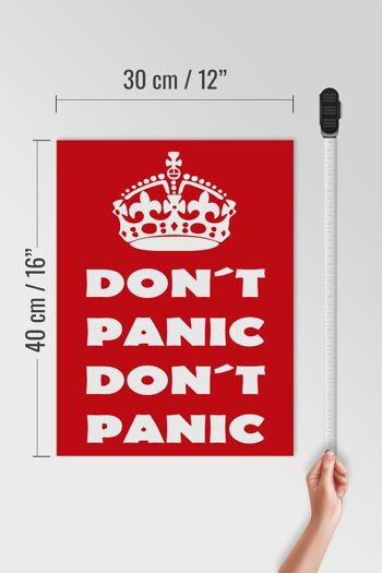 Panneau en bois disant 30x40cm Don't Panic, pas de panique 4