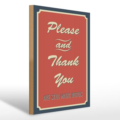 Cartello in legno con scritta "Per favore e grazie" 30x40 cm