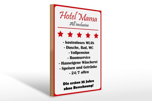 Holzschild Spruch 30x40cm Hotel Mama weiß-rotes